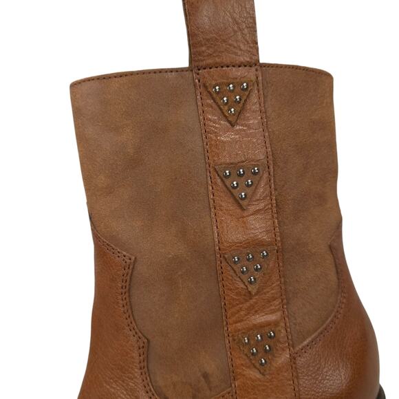 Donald J Pliner Western Studded Ankle Boots Reverse Calf Leather Cowgirl - Picture 8 of 12